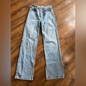 Abercrombie & Fitch | medium wash 90s high rise relaxed fit jeans with split hem